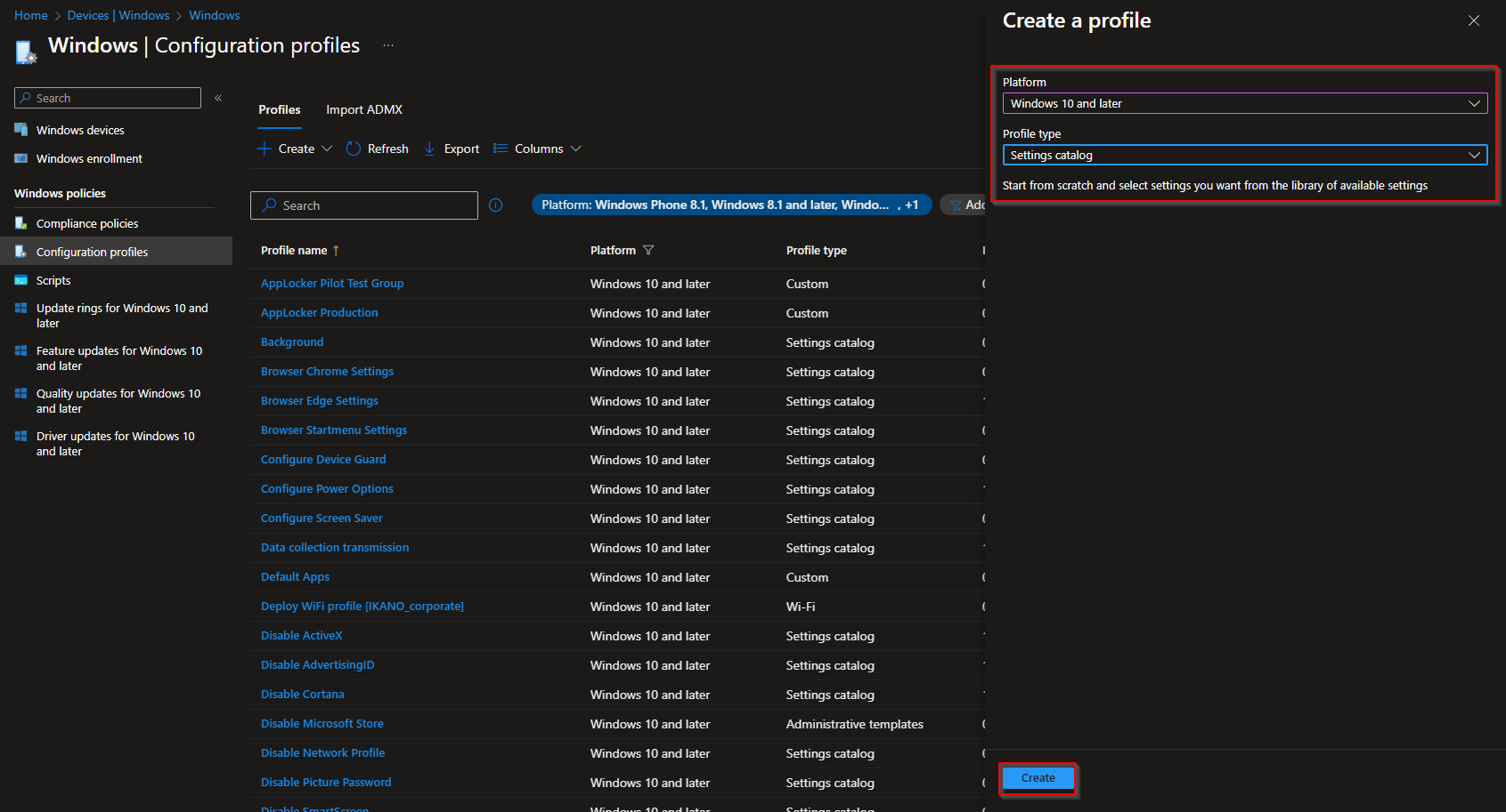 Assigning the configuration profile